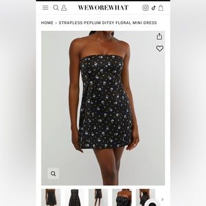 WeWoreWhat STRAPLESS PEPLUM DITSY FLORAL MINI DRESS